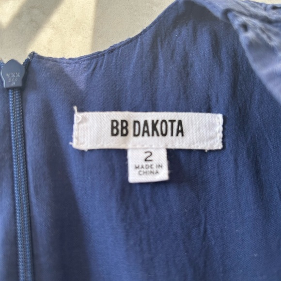 BB Dakota Navy Eyelet V-Neck Fit & Flare Dress - Picture 4 of 8